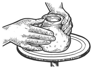Potter making a pot